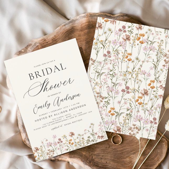 Invitation à la douche nuptiale Fleur sauvage Boho (Créateur téléchargé)