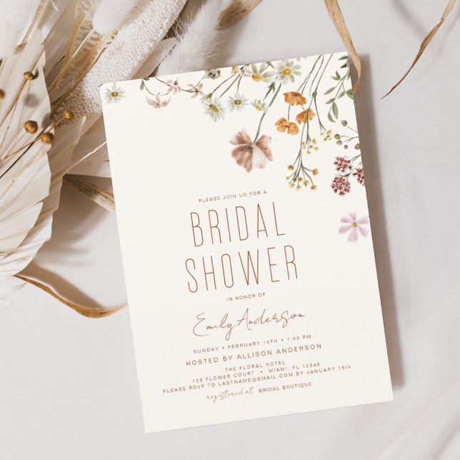 Invitation à la douche nuptiale Fleur sauvage Boho (Créateur téléchargé)