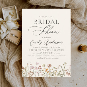 Invitation à la douche nuptiale Fleur sauvage Boho