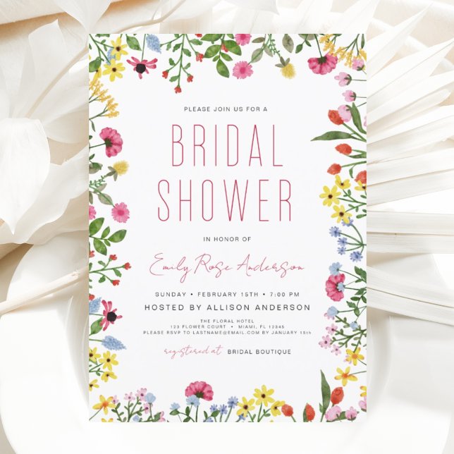 Invitation à la douche nuptiale Fleur sauvage Boho (Créateur téléchargé)