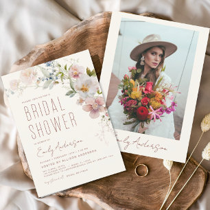 Invitation à la douche nuptiale Fleur sauvage Boho