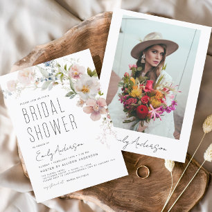 Invitation à la douche nuptiale Fleur sauvage Boho