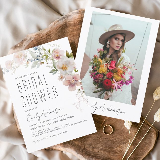 Invitation à la douche nuptiale Fleur sauvage Boho (Créateur téléchargé)