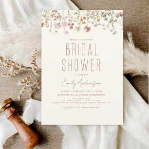 Invitation à la douche nuptiale Fleur sauvage Boho