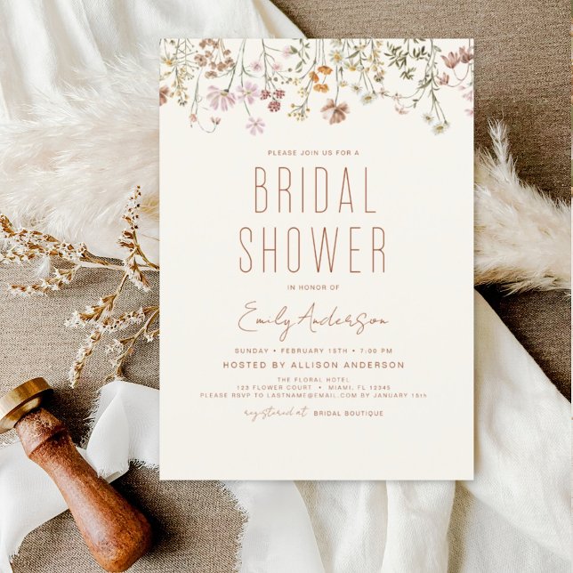 Invitation à la douche nuptiale Fleur sauvage Boho (Créateur téléchargé)