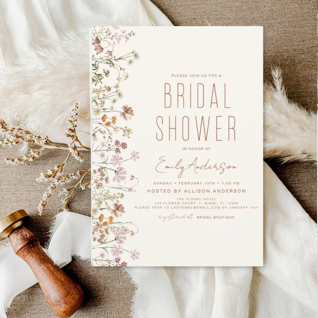 Invitation à la douche nuptiale Fleur sauvage Boho (Créateur téléchargé)