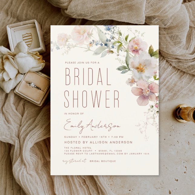 Invitation à la douche nuptiale Fleur sauvage Boho (Créateur téléchargé)