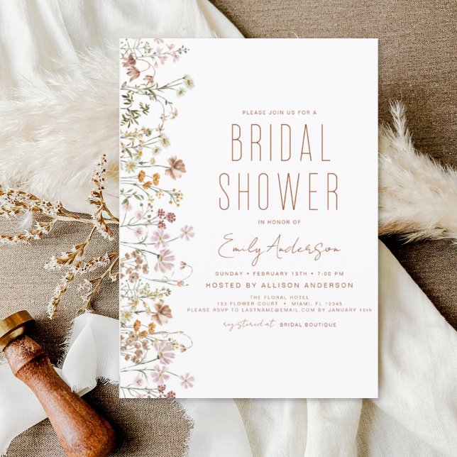 Invitation à la douche nuptiale Fleur sauvage Boho (Créateur téléchargé)