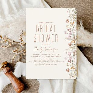 Invitation à la douche nuptiale Fleur sauvage Boho