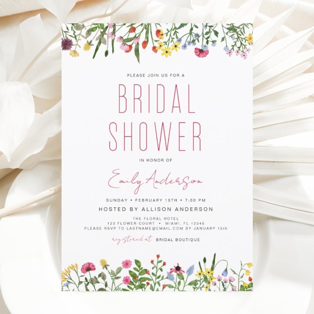 Invitation à la douche nuptiale Fleur sauvage Boho (Créateur téléchargé)