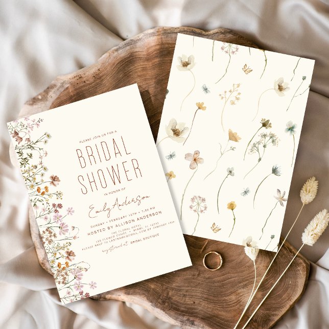 Invitation à la douche nuptiale Fleur sauvage Boho (Créateur téléchargé)