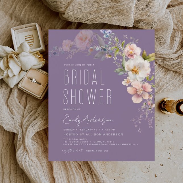 Invitation à la douche nuptiale Fleur sauvage viol (Créateur téléchargé)