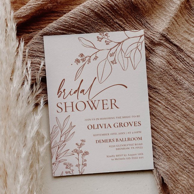 Invitation à la douche nuptiale fleurie beige (Créateur téléchargé)