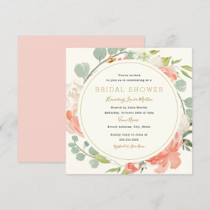 Invitation à la douche nuptiale fleurie rose