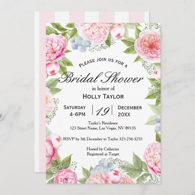 Invitation à la douche nuptiale Floral Garden (Devant / Derrière)