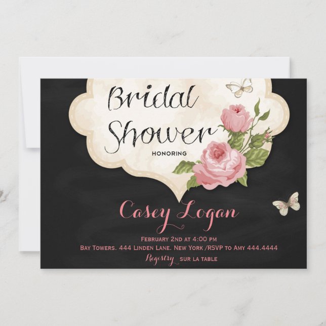 Invitation à la douche nuptiale florale (Devant)