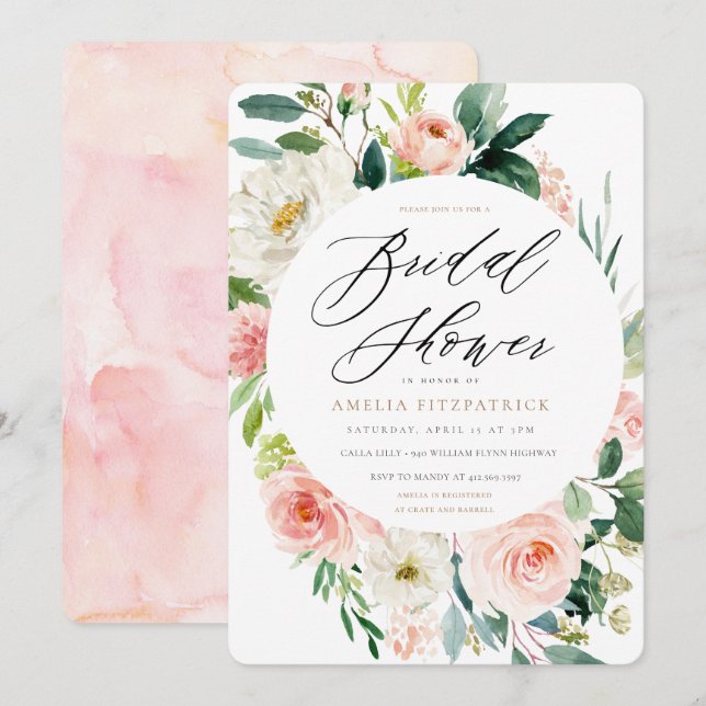 Invitation à la douche nuptiale florale (Devant / Derrière)