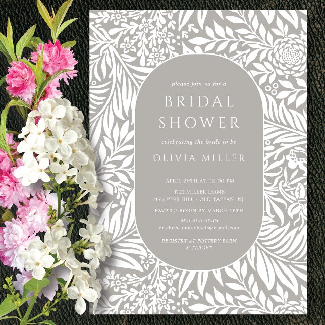 Invitation à la douche nuptiale florale à feuilles (Créateur téléchargé)