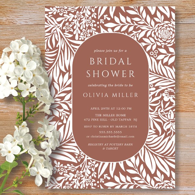 Invitation à la douche nuptiale florale à feuilles (Créateur téléchargé)