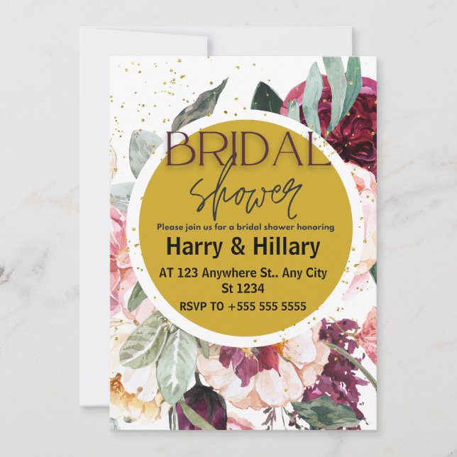 Invitation à la douche nuptiale florale avec cercl (Devant)