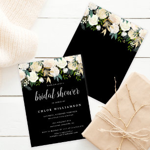 Invitation à la douche nuptiale florale blanche