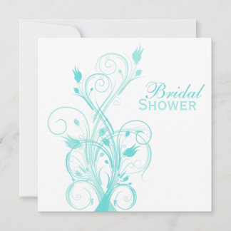 Invitation à la douche nuptiale florale bleu et bl
