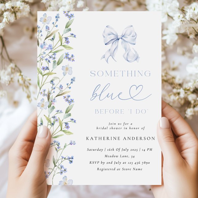 Invitation à la douche nuptiale Florale Bleue (Créateur téléchargé)