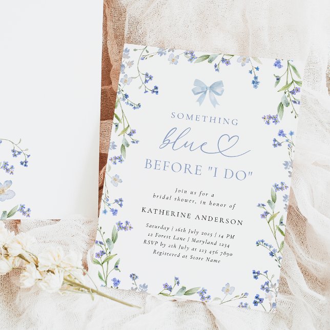 Invitation à la douche nuptiale Florale Bleue (Créateur téléchargé)