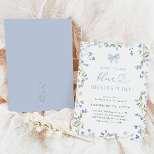 Invitation à la douche nuptiale Florale Bleue