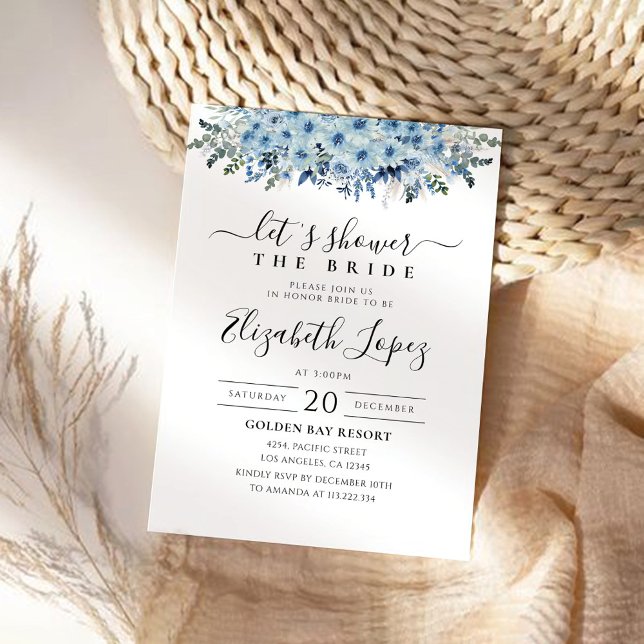 Invitation à la douche nuptiale Florale Boho bleu (Créateur téléchargé)