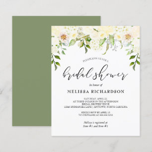 Invitation à la douche nuptiale florale crème budg