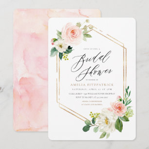 Invitation à la douche nuptiale florale d'or