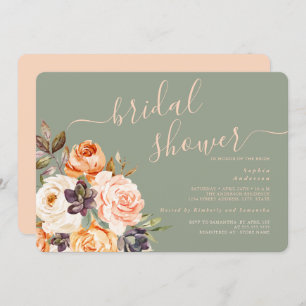 Invitation à la douche nuptiale florale Peach Sage