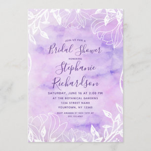 Invitation à la douche nuptiale florale violette