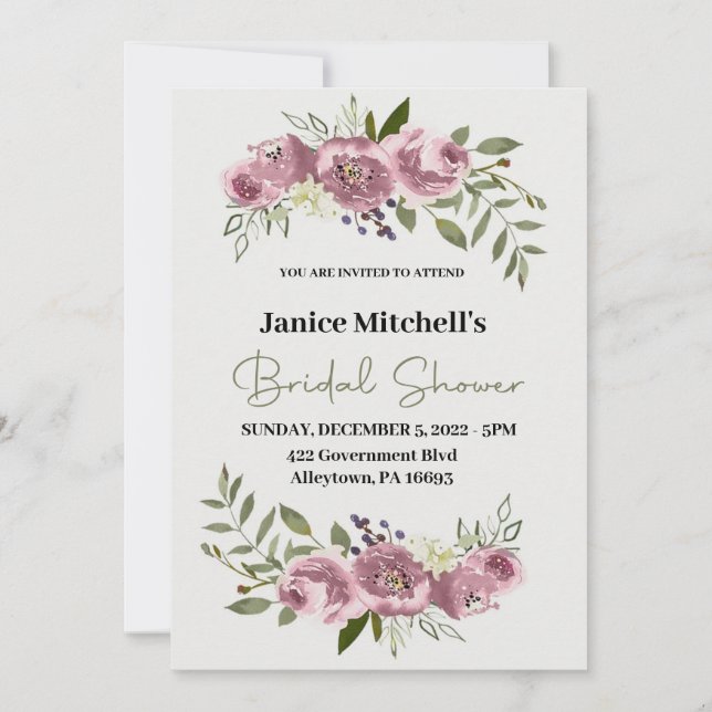 Invitation à la douche nuptiale floue (Devant)