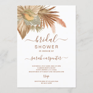 Invitation à la douche nuptiale Fluffy Pampas Gras