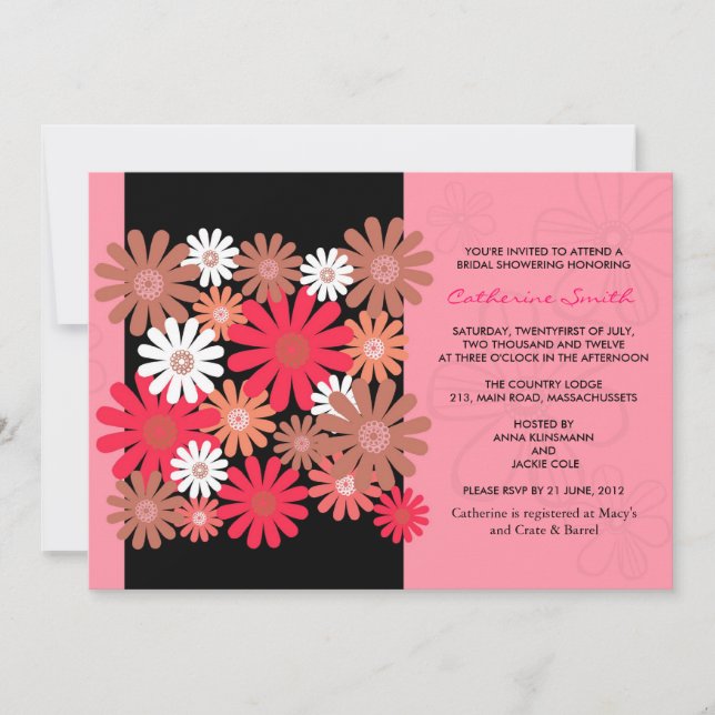 Invitation à la douche nuptiale Fuchsia Gerber Dai (Devant)