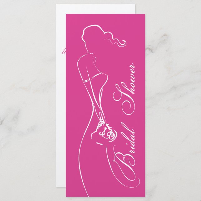 Invitation à la douche nuptiale Fuschia (Devant / Derrière)