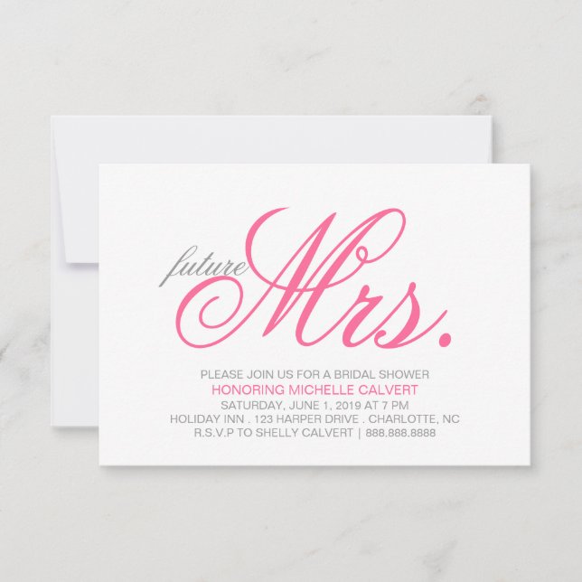 Invitation à la douche nuptiale| future Mme (Devant)