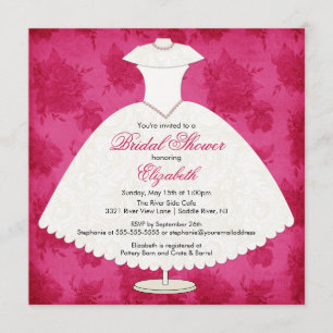 Invitation à la douche nuptiale Gown Rose magenta