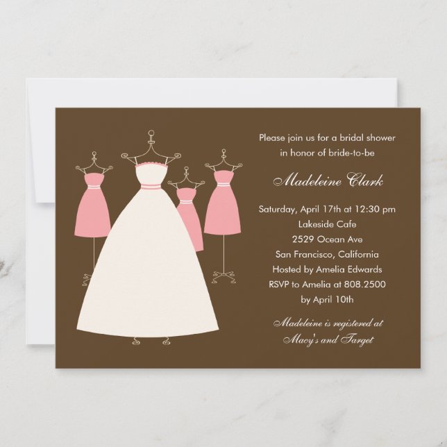 Invitation à la douche nuptiale Gowns - rose (Devant)