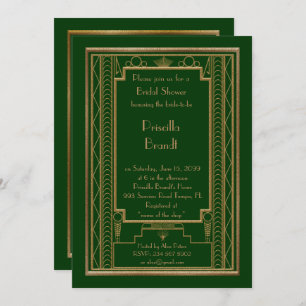 Invitation à la douche nuptiale, grand Gatsby vert