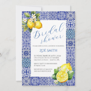 Invitation à la douche nuptiale Grecian Blue et Le
