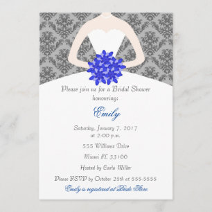 Invitation à la douche nuptiale gris-gris de la ma