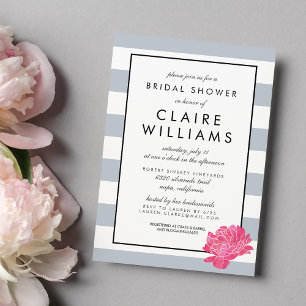 Invitation à la douche nuptiale Gris Gris et rose