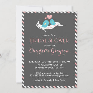Invitation à la douche nuptiale Inséparable rose G