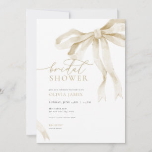 Invitation à la douche nuptiale Ivory Bow Ruban bl