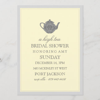 Invitation à la douche nuptiale Jaune et Gris
