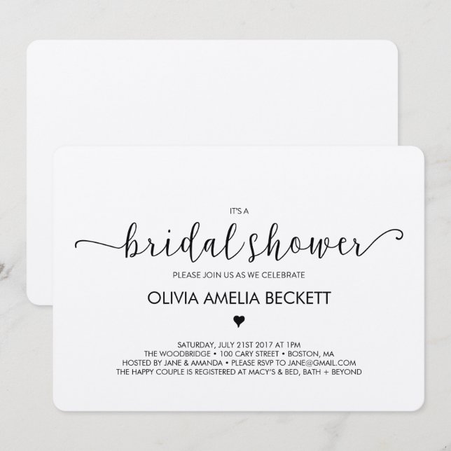 Invitation à la douche nuptiale - Kraft (Devant / Derrière)