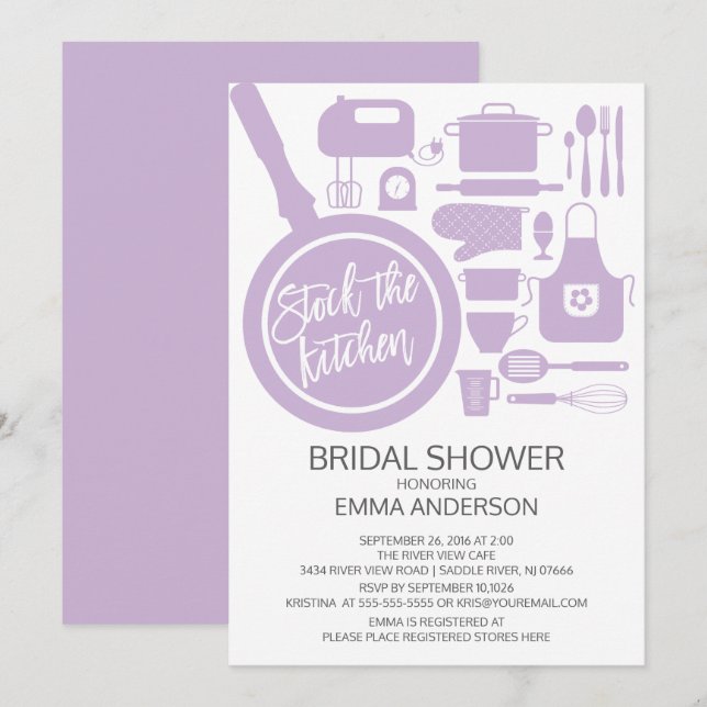 Invitation à la douche nuptiale Lavender Kitchen (Devant / Derrière)